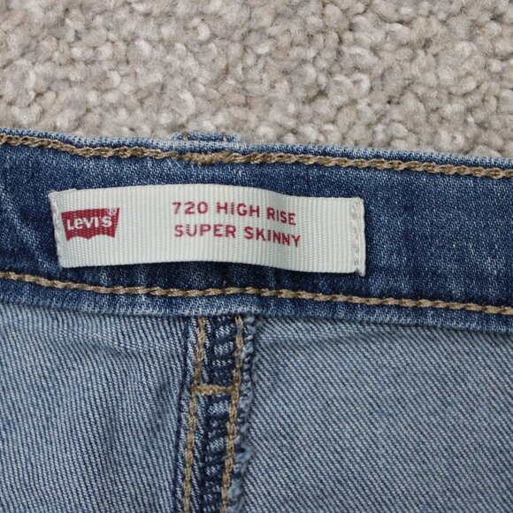 Levi’s Jeans Womens 16 Blue 720 High Rise Super Skinny Distressed Denim (26x27) - Picture 11 of 13